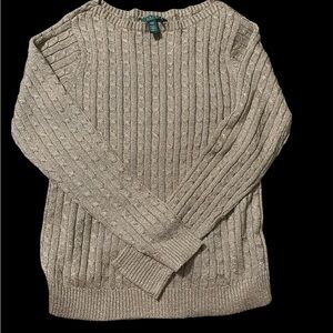 Lauren by Ralph Lauren Silk Metallic Gold Sweater